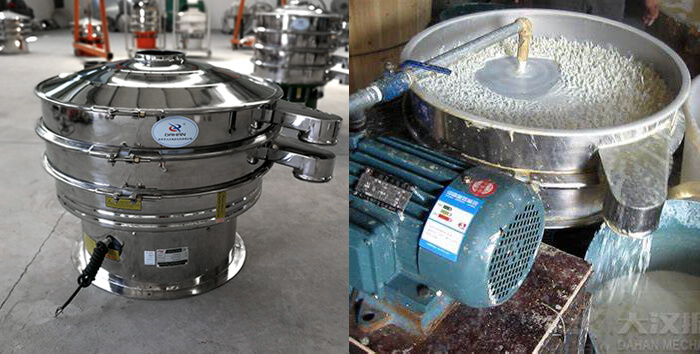 全不銹鋼豆?jié){過濾振動(dòng)篩篩分現(xiàn)場(chǎng)展示圖。